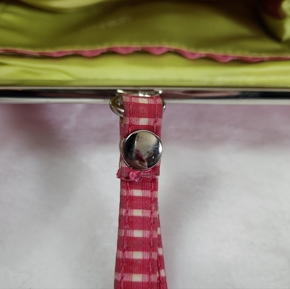 Vera Bradley Limited Edition Pink White Gingham Silk Collection Clutch Wristlet - Picture 8 of 14